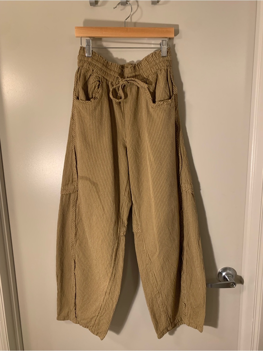 Free People Khaki Stripe ‘something good’ Drawstring Pants